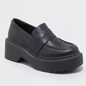 New Wild Fable Lacey Loafer Flats black lug chunky sole platform penny NWT 9.5